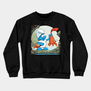 smurf fishing Crewneck Sweatshirt